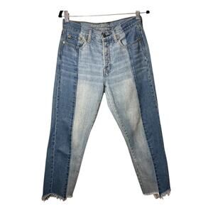 American Eagle Vintage Hi-Rise High Jeans Size 6 Button Fly Raw Hem Ankle Crop